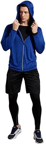 BUYJYA 5Pcs Men's Compression Pants Shirt Top Long Sleeve Jacket Athletic Sets Gym Clothing Mens Workout