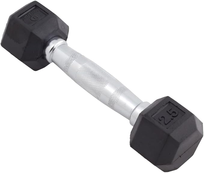 Body Sport Rubber Encased Hex Dumbbell Weight, Single – Dumbbells for Exercises – Strength Training Equipment – Home Gym Accessories – Weight Training