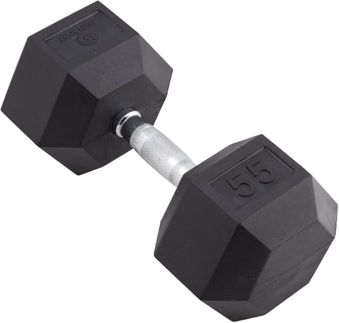 Body Sport Rubber Encased Hex Dumbbell Weight, Single – Dumbbells for Exercises – Strength Training Equipment – Home Gym Accessories – Weight Training