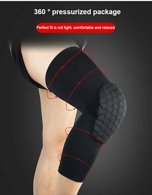 PISIQI Knee Pads Compression Pads Long Leg Sleeve Collision Avoidance Brace Protection Knee Sleeve for Basketball Football Volleyball Cycling (1 Pair)