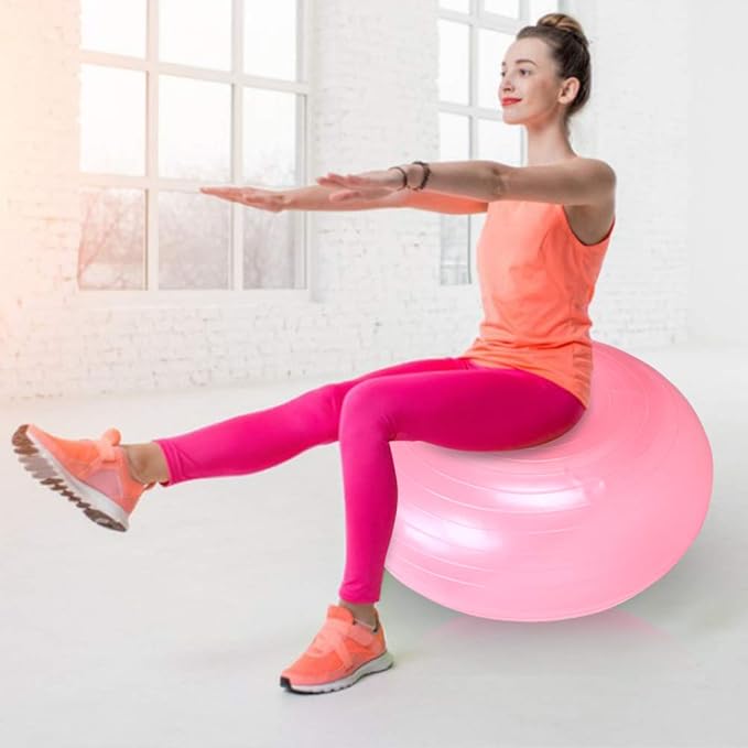 Yoga Ball - 50cm Exercise Ball - PVC Doughnut Shape - Yoga Ball Chair - Balance Trainer - Thicken Anti-Explosion Inflatable Seating Exercise - for Office & Home & Gym