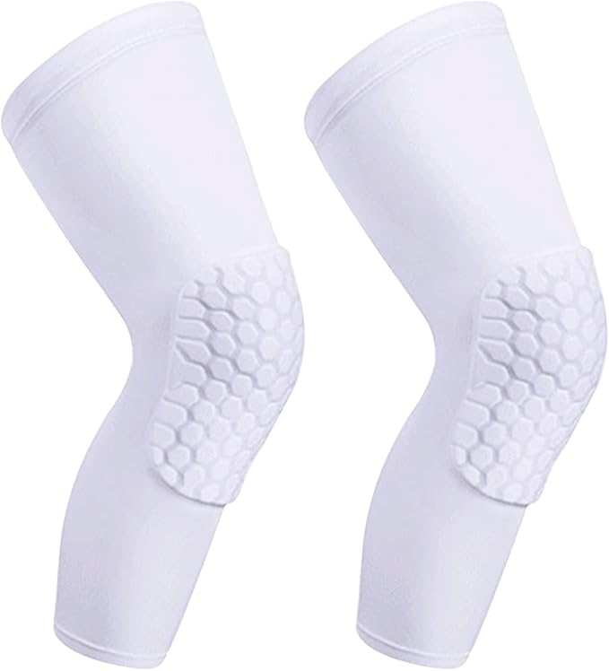 Laiiqi Compression Knee Pads Leg Sleeve, Hex Knee Pads for Basketball Honeycomb Anti Collision Knee Pads Long Kneepads Non-Slip Football Knee Pads for Youth Adult
