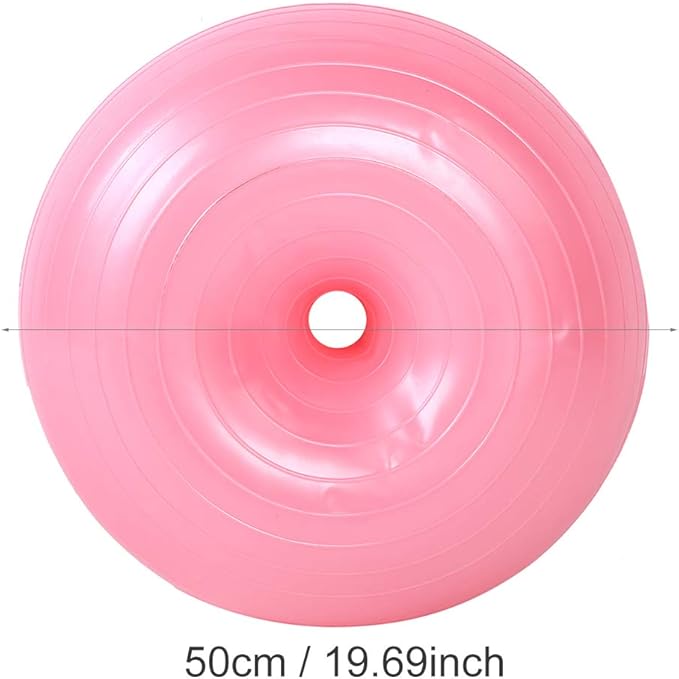 Yoga Ball - 50cm Exercise Ball - PVC Doughnut Shape - Yoga Ball Chair - Balance Trainer - Thicken Anti-Explosion Inflatable Seating Exercise - for Office & Home & Gym