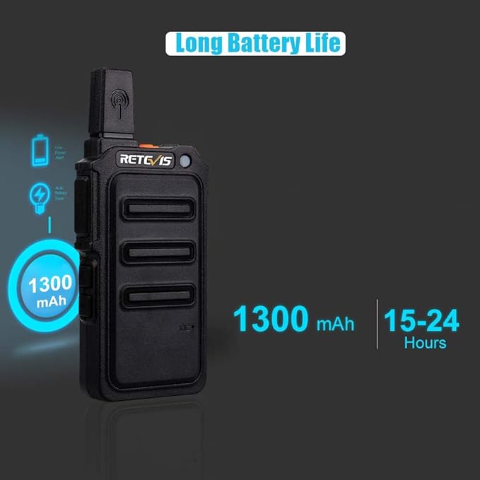 Retevis RT19 Walkie Talkies Rechargeable FRS 22 Channel 1300mAh Lightweight Hunting(2 Pack)