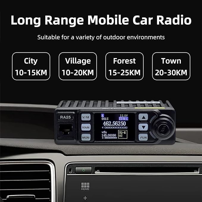 Retevis RA25 Dual Band Mobile Radio MR100 High 500 Channels,