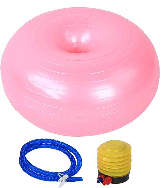 Yoga Ball - 50cm Exercise Ball - PVC Doughnut Shape - Yoga Ball Chair - Balance Trainer - Thicken Anti-Explosion Inflatable Seating Exercise - for Office & Home & Gym
