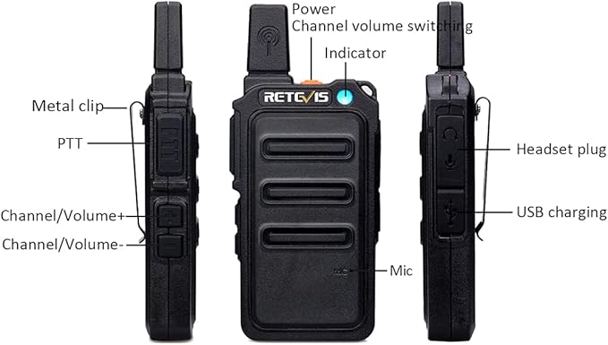 Retevis RT19 Walkie Talkies Rechargeable FRS 22 Channel 1300mAh Lightweight Hunting(2 Pack)