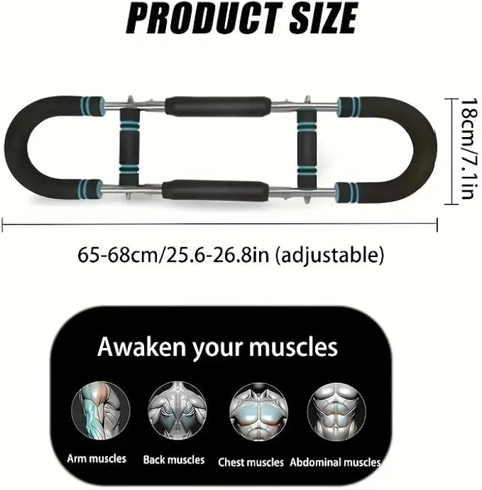 Twister Arm Trainer, 60-100lb Adjustable Chest & Arm Workout Tool, Compact Twister Arm Strengthener, Portable Power Twister Bar with Snap - Together Detachable Design for Fitness Anywhere(Blue)