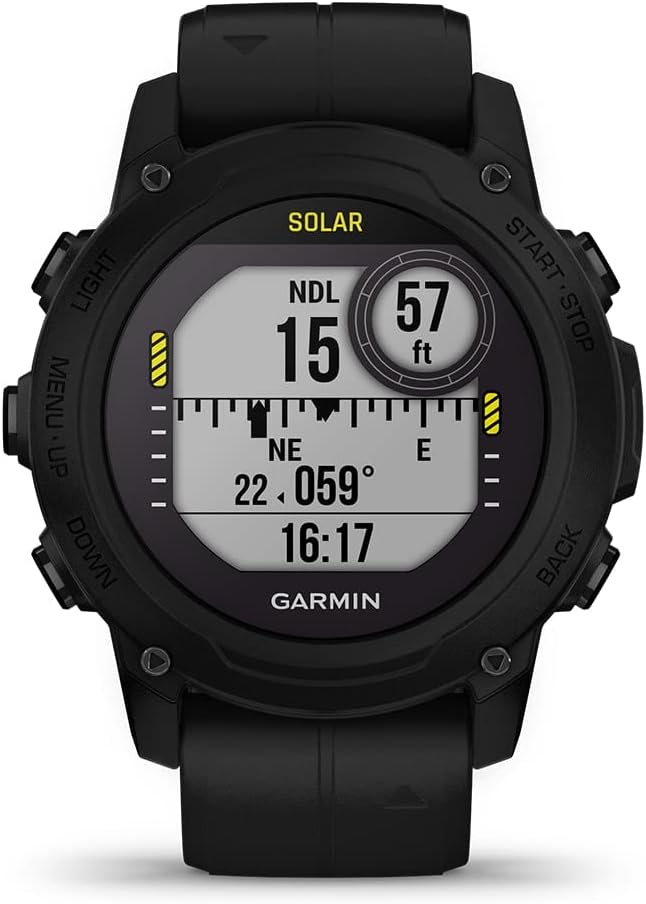 PlayBetter Garmin Descent G1 Solar (Black) Dive Computer Watch Gift Box Bundle - GPS Diving Watch with Compass & Depth Sensor, Surface & Exit - Includes Portable Charger, Wall Adapter & Hard Case