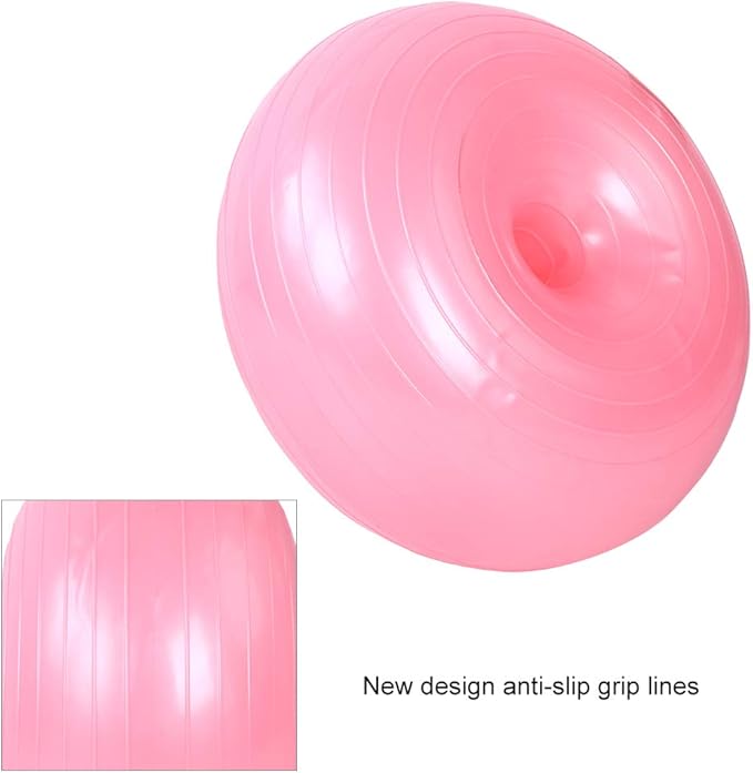 Yoga Ball - 50cm Exercise Ball - PVC Doughnut Shape - Yoga Ball Chair - Balance Trainer - Thicken Anti-Explosion Inflatable Seating Exercise - for Office & Home & Gym