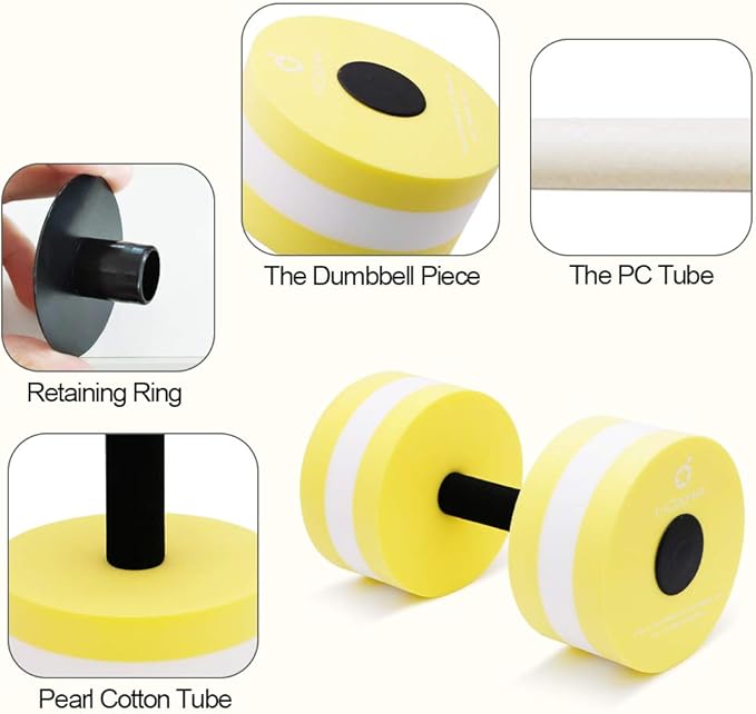 Aquatic Exercise Dumbell Set of 2 - Water Aerobic Exercise Foam Dumbbells Pool Resistance Fitness Equipment for Weight Loss