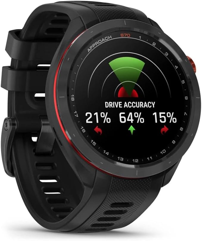 Garmin Approach S70 47MM Golf GPS Fitness Tracker Smartwatch for Men, Lightweight 1.2" Touchscreen AMOLED Display and 42000 Preloaded Courses -Black- Garmin Watches for Men