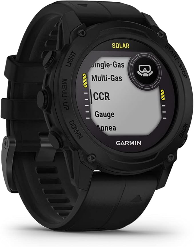 PlayBetter Garmin Descent G1 Solar (Black) Dive Computer Watch Gift Box Bundle - GPS Diving Watch with Compass & Depth Sensor, Surface & Exit - Includes Portable Charger, Wall Adapter & Hard Case