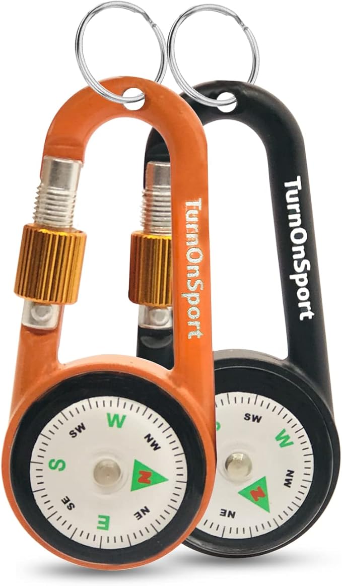 Carabiner Clip On Compass Hiking - Compact Compass 2 pcs