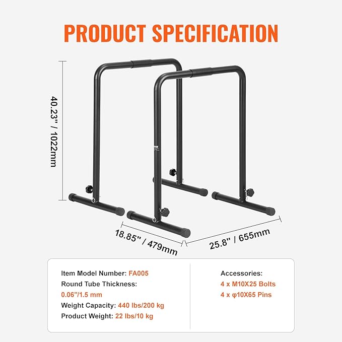 VEVOR Dip Bars 440 lbs