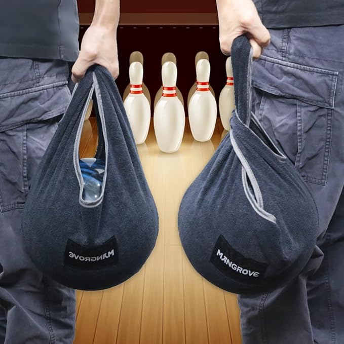 Mangrove Bowling Ball Polisher, Microfiber Bowling Towel See-Saw for Bowlers, Large Washable Bowling Shammy Seesaw, Ball Cleaner Holder Bag