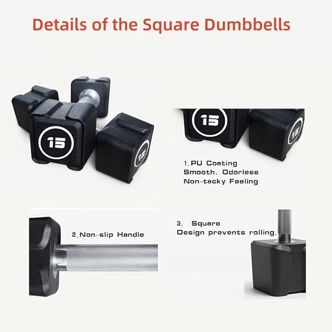 Cast Iron Dumbbells,(5.5LB-30LB)/Single(30LB/55LB) Dumbbell Weights with PU Coating and Anti-slip Grip,No Odor