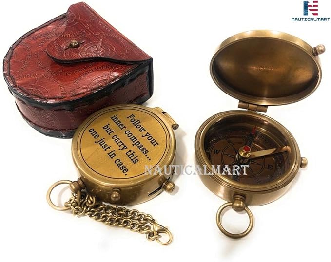 Brass Compass Follow Your Inner/Inspirational Gift/Directional Magnetic Compass