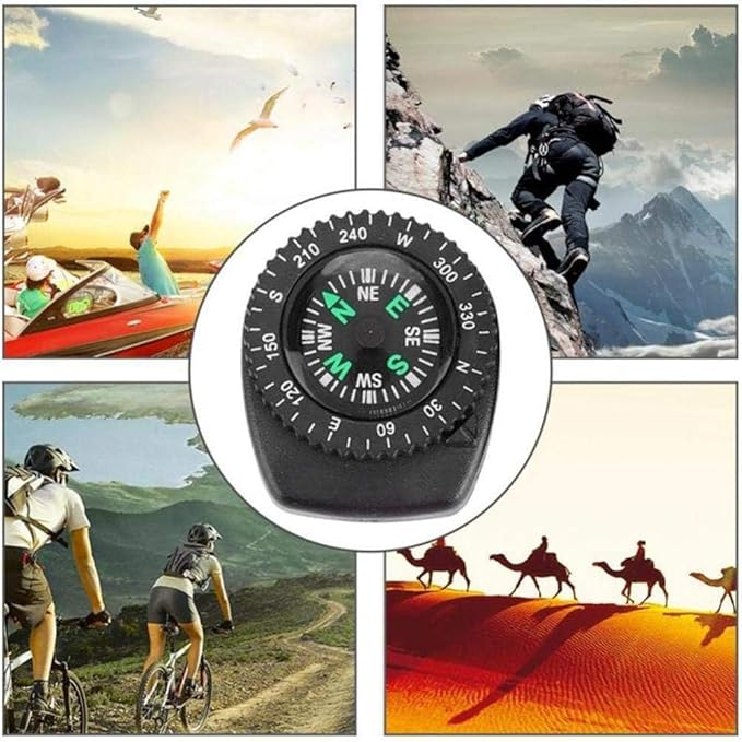 Button Compass - Mini Black Survival Compass Compass