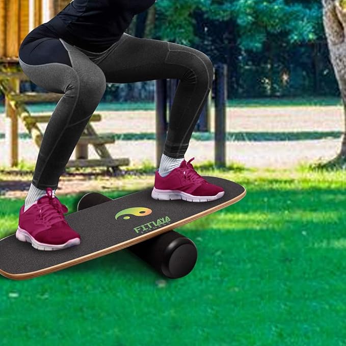 Fitlaya Fitness Balance Board Trainer Wooden Training Equipment for Fitness Workout, Hockey, Skateboarding, Surfing and Snowboarding
