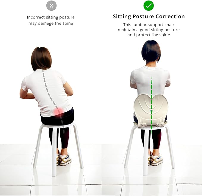 Foldable Lumbar Back Support Chair Ergonomic Curve for Posture Corrector Back Pain Relief Perfect for Floor Seat Officework Homework Small Size for Children Teenagers Youths (Yellow)