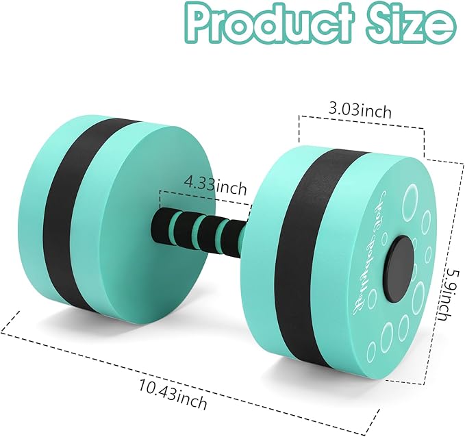 Aquatic Exercise Dumbbells, 2PCS Aqua Fitness Barbells, EVA-Foam Water Rings Dumbbell Set, Pool Weights Dumbbells Set for Water Aerobics Weight Loss, Pool Fitness, Water Exercise