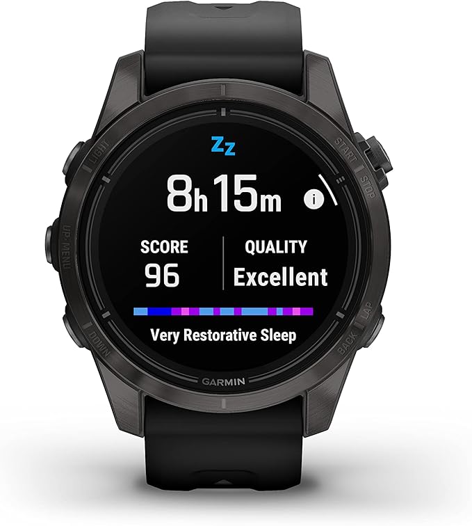 Wearable4U Garmin epix Pro (Gen 2) Sapphire Edition, 42mm, High Performance Smartwatch, Advanced Training Technology, Built-in Flashlight, Black White Earbuds Bundle