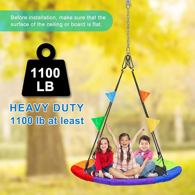 IOH Silent Bearing Swing Hanger Hammock Chair Hanging Kit with 39.37“/3.28ft Stainless Steel Chain, SUS 304 Anti-Rust, Heavy Duty 1100 LB Capacity, Playground Punching Bags (3 Screws for Wooden)