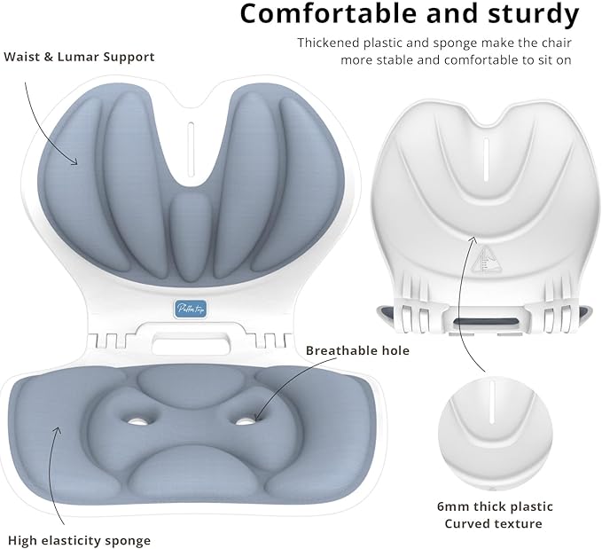 Foldable Lumbar Back Support Chair Ergonomic Curve for Posture Corrector Back Pain Relief Perfect for Floor Seat Officework Homework Small Size for Children Teenagers Youths (Yellow)