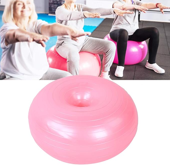 Yoga Ball - 50cm Exercise Ball - PVC Doughnut Shape - Yoga Ball Chair - Balance Trainer - Thicken Anti-Explosion Inflatable Seating Exercise - for Office & Home & Gym