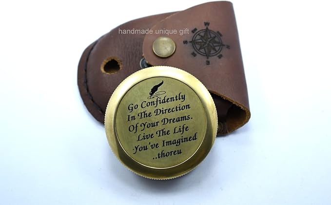 Thoreau's Go Confidently Quote Engraved Compass Poem