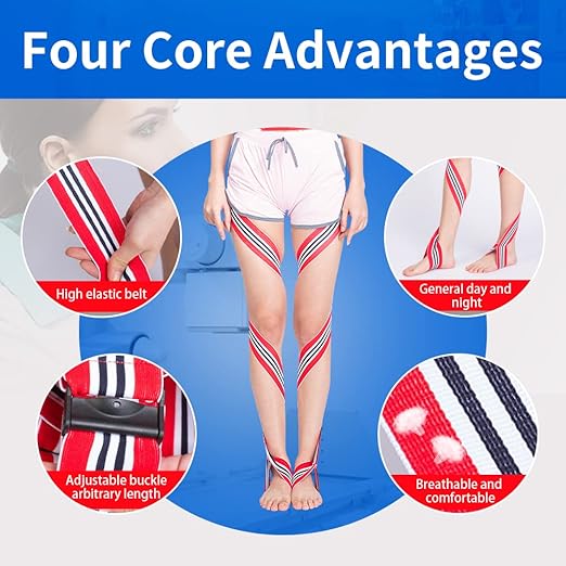GHORTHOUD O/X Legs Correction Belt Legs Posture Corrector Band Unisex O/X Legs Type Legs Bandage Lightweight Pediatric Straighten Belt for Men Women and Children for Day and Night (Medium)