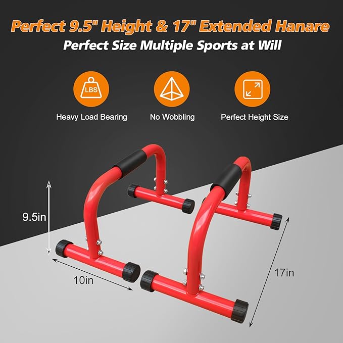 MIUDGIG Adjustable Height Parallel Push Up Stand, Dip Stand Station for Strength Training, Heavy Duty Steel Parallel Bar Station, Home Gym Fitness Workout Dip bar Station,Tricep Dips,Pull-Ups,Push-Ups