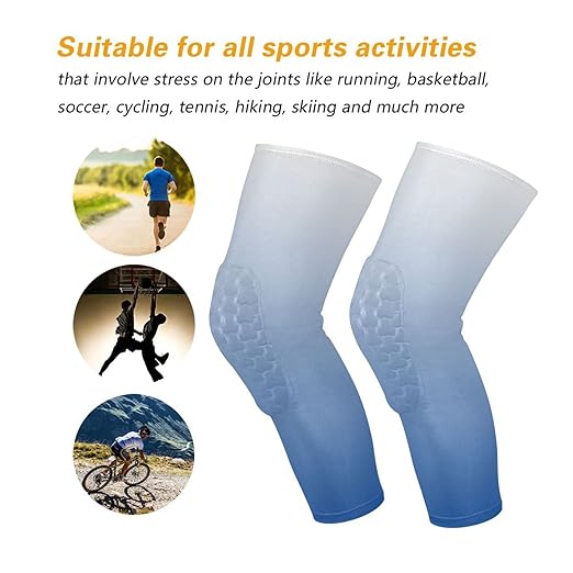Blue Gradient Sports Knee Pads Youth Volleyball Basketball Knee Pads Long Leg Sleeves Braces Compression Wrestling Knee Pads for Boys Girls Football Dance Yoga