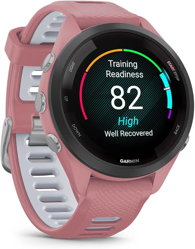 Garmin Forerunner 265S (Light Pink/Whitestone) Running GPS Smartwatch | Colorful AMOLED Display, Training Metric, & Recovery Insights | Gift Bundle with HD Screen Protectors, Wall Adapter & Hard Case