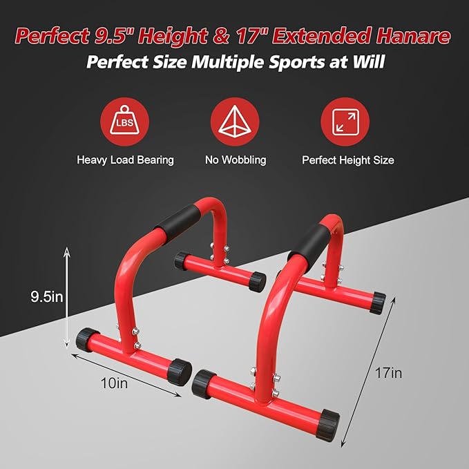 Dip Stand Station, Adjustable Height Dip Station for Strength Training, Heavy Duty Steel Parallel Push Up Stand, Home Gym Fitness Workout Dip bar Station,Tricep Dips, Pull-Ups, Push-Ups