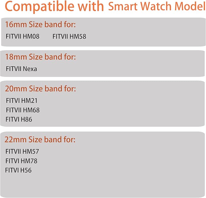 Compatible for FITVII Nexa, HM21, HM68, H86, HM57, HM78, H56 Smart Watch Fitness Tracker Bands, 18mm, 20mm, 22mm Fabric Elastic Scrunchie Elastic Women Cute Replacement Straps