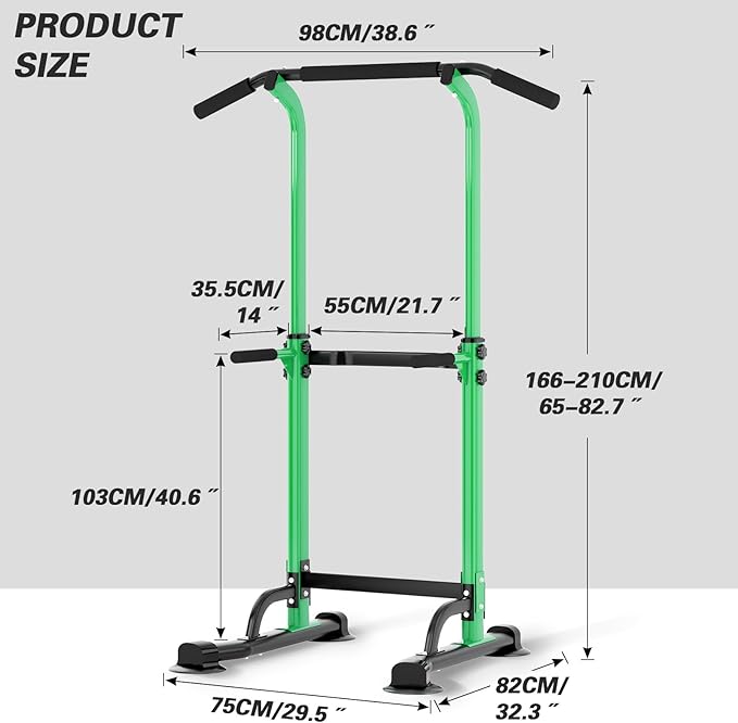 SogesPower Power Tower Dip Station Pull Up Bar for Home Gym Adjustable Height Strength Training Workout Equipment,Pull Up Bar Station