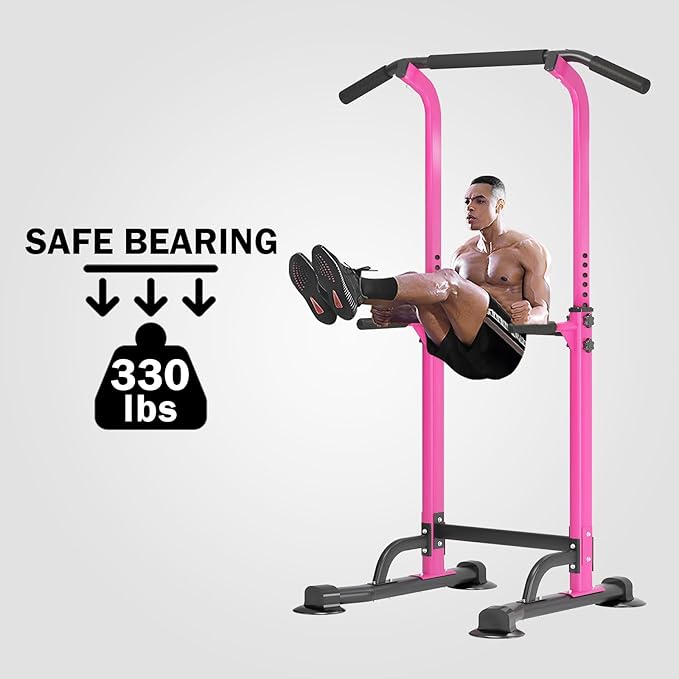 SogesPower Power Tower Dip Station Pull Up Bar for Home Gym Adjustable Height Strength Training Workout Equipment,Pull Up Bar Station