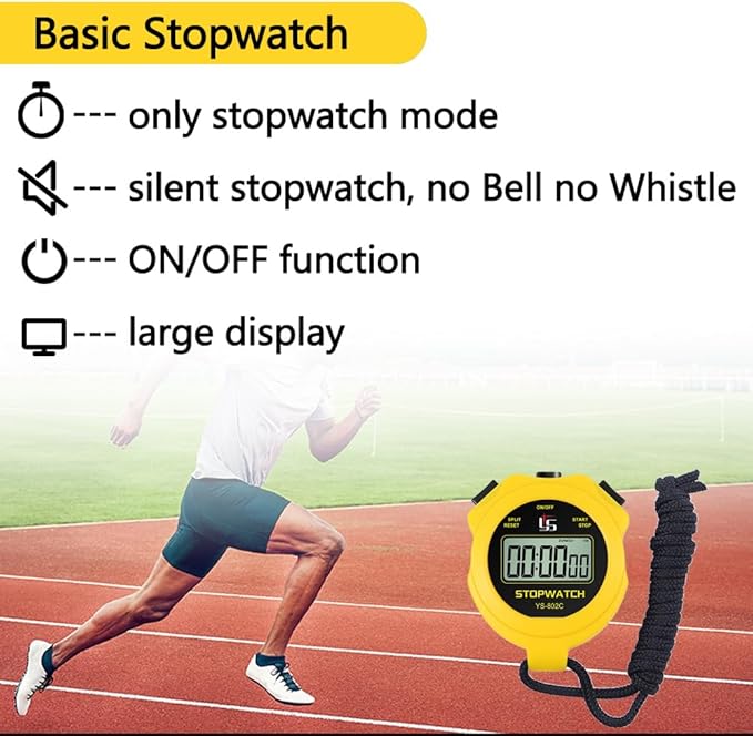 Digital Stopwatch Timer Only Stopwatch with On/Off
