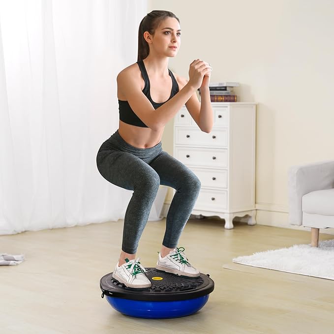 VEVOR Half Exercise Ball Trainer, 23/26 inch Balance Ball Trainer, 1500lbs Capacity Stability Ball, Yoga Ball with Resistance Bands & Foot Pump, Strength Fitness Ball for Home Gym Full Body Workout Black