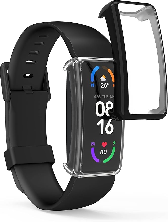 kwmobile Case Compatible with Fitbit Inspire 3 / Inspire 2 / Ace 3 Case - 2X TPU Silicone Fitness Tracker Cover - Transparent/Black