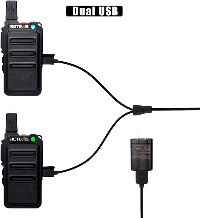 Retevis RT19 Walkie Talkies Rechargeable FRS 22 Channel 1300mAh Lightweight Hunting(2 Pack)