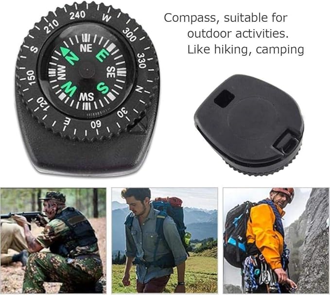 Button Compass - Mini Black Survival Compass Compass