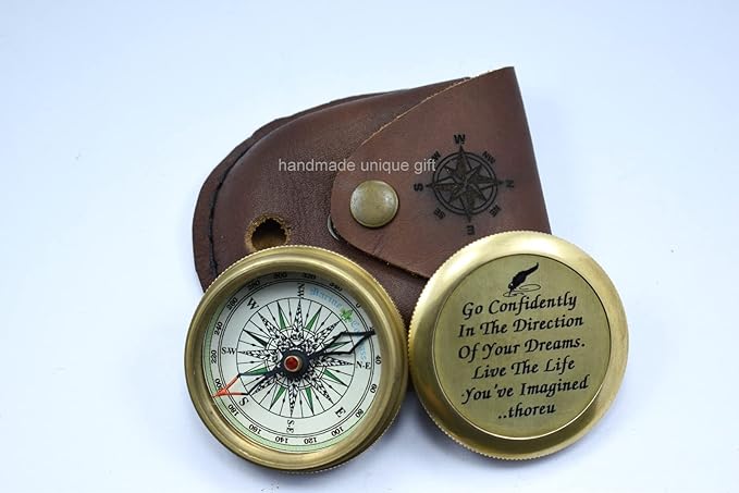 Thoreau's Go Confidently Quote Engraved Compass Poem