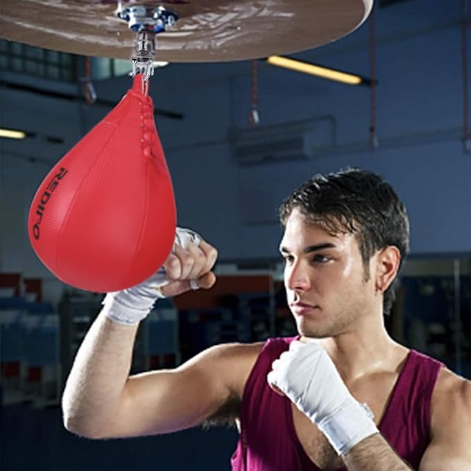 Superior Boxing Speed Bag - PU Leather Speed Punching Ball - Heavy Duty Hanging Swivel Ball for Gym & MMA Muay Thai Sports Fitness - Punching Dodge Striking Speed Reflex Ball