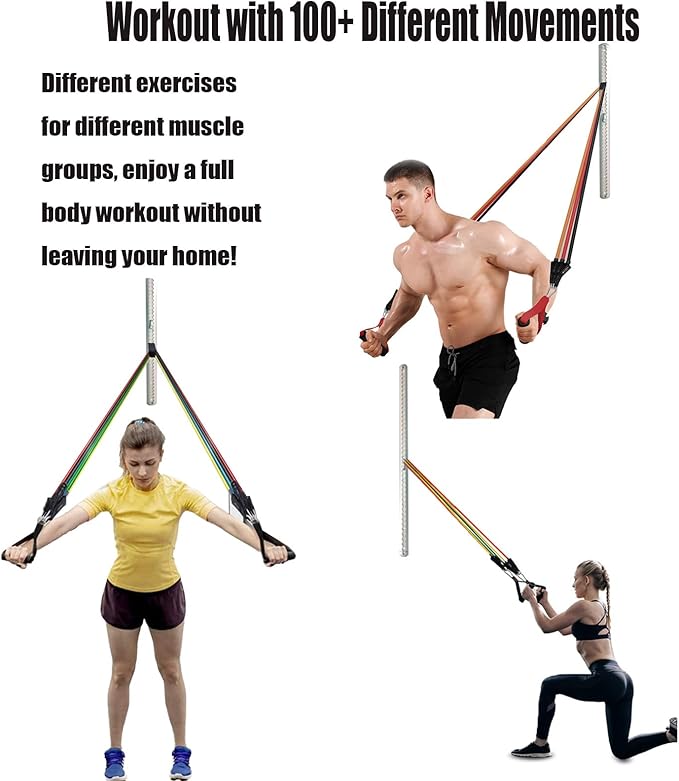 Adjustable Resistance Band Wall Anchor - Space Saver 2 Rails, 2 Cars 10-150LBS Exercise