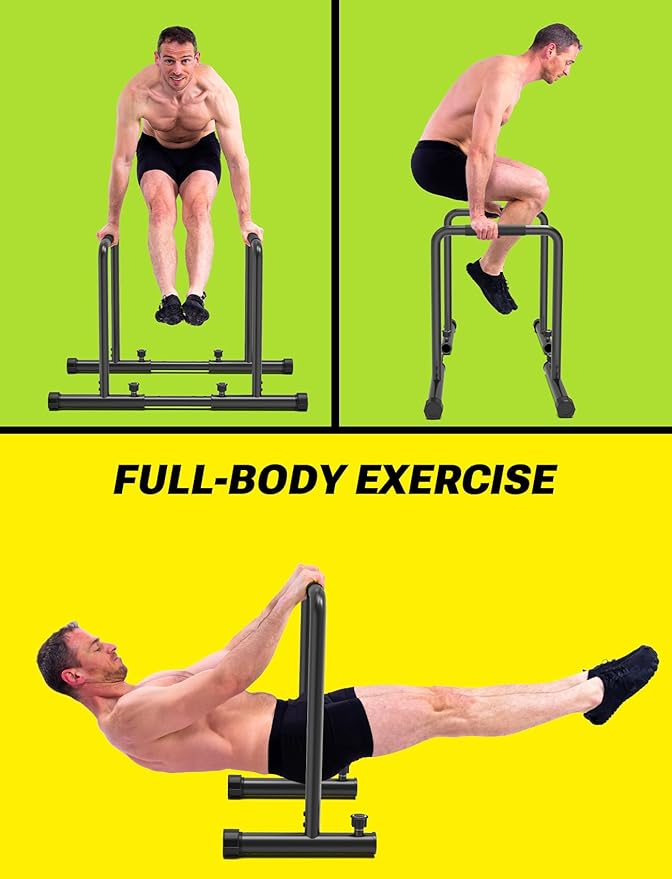 YOLEO Adjustable Dip Bar- 1100lbs Dip Station Portable