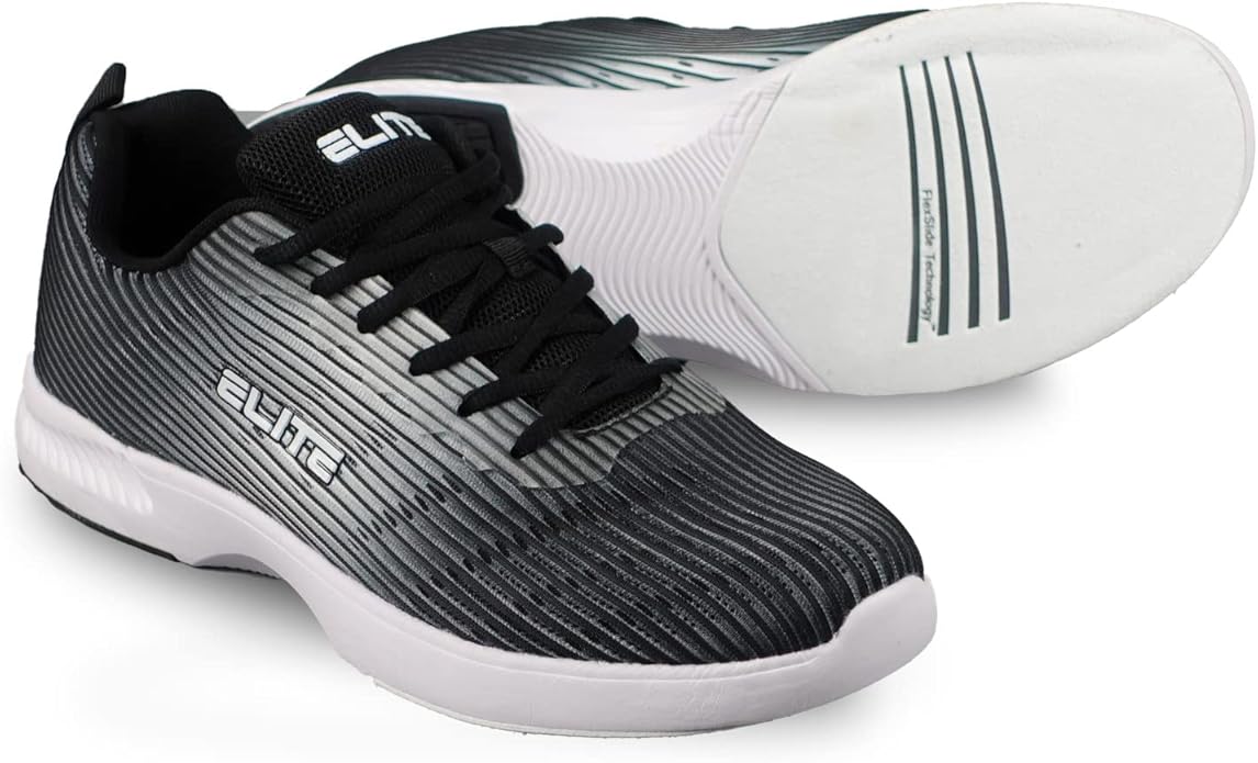 ELITE Men's Wave Bowling Shoes - Lightweight, Breathable Knitted Uppers, Universal Soles