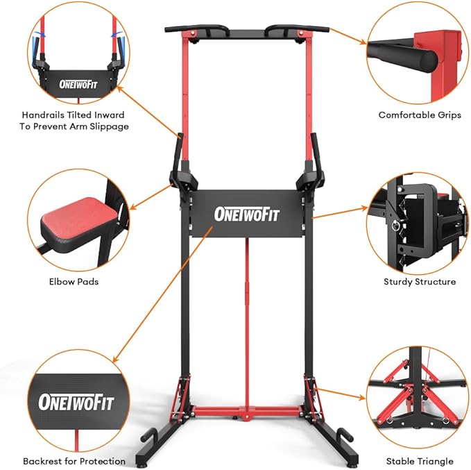 ONETWOFIT Power Tower Pull Up Bar Station 400LBS
